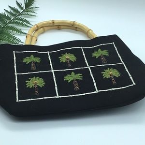 Black Tianni Handbag with Palm Trees and beads